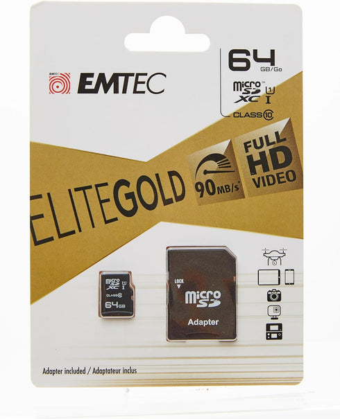 Emtec MicroSDHC UHSI U1 Elite Gold (64GB 1PK)