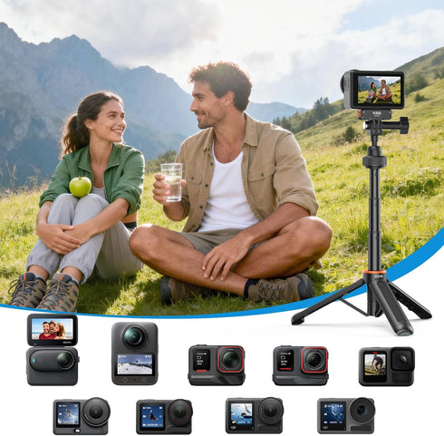 VRIG Express AC80 GoPro,360 6/5Pro/4/3,GoPro 13 12 11 10 VRIG Extenable Mini Camera Tripod for Portable Small Handle