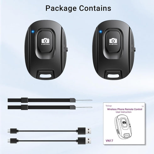 Voinap 2 Pack Wireless Remote Shutter for iPhone Camera,Bluetooth Camera Phone Remote Control for Photos
