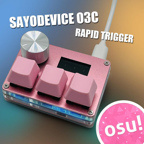 SayoDevice O3C OSU Keyboard with Rapid Trigger Hall Switches, Magnetic Linear Switches, Knob, Screen, Copy Paste, Macro