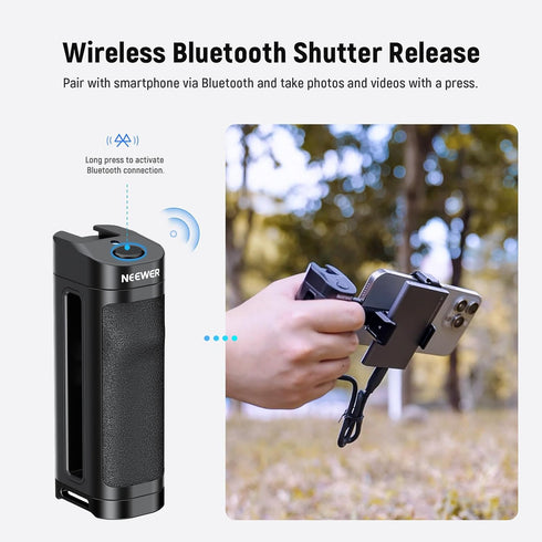 NEEWER Bluetooth Side Handle Shutter Release, 360° Rotatable Phone Clamp & SSD Holder, Rechargeable Battery for iPhone
