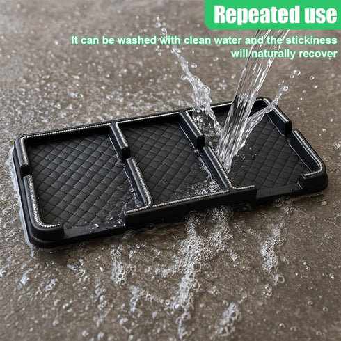 GAOLAOSY Bling Rhinestone Car Dashboard Mat, Anti-Slip Auto Dash Tray, Strong Gripping Vehicle Smartphone Holder Pad