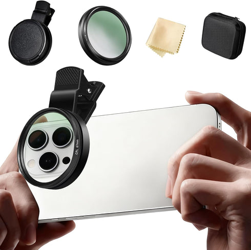 Nkmooxe 67mm Clip-on CPL Phone Camera Lens Filter Kit, HD Circular Polarizing Filter