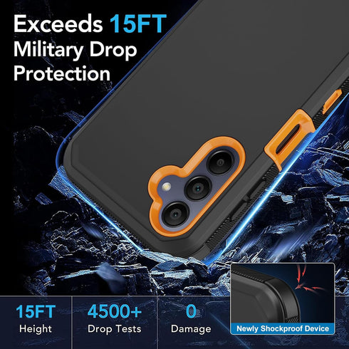 Samsung Galaxy A15 5G Case, with Built-in Screen Protector, Heavy Duty Drop Protection, Full Body Rugged Shockproof