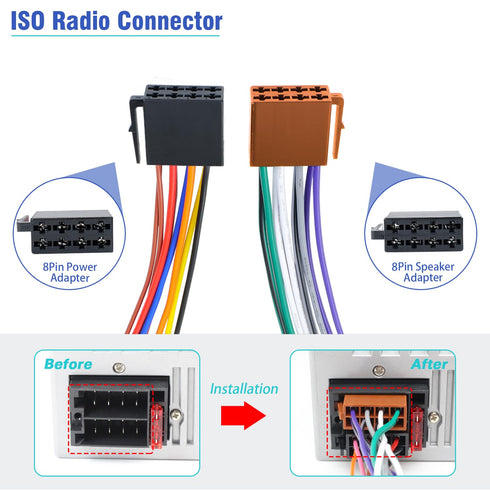 Adapter,16Pin Car Radio Stereo Wiring Harness ISO Radio Wire Harness with Butt Connector Replacement Cable