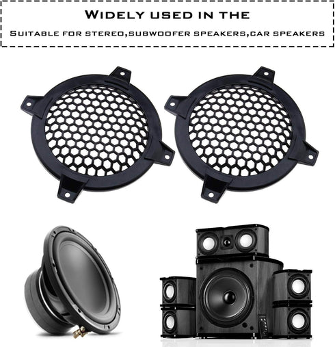 SING F LTD 4 Inch Black Circle Car Speaker Grill Cover - Pack of 4, Plastic Mesh Protective Case for Subwoofer
