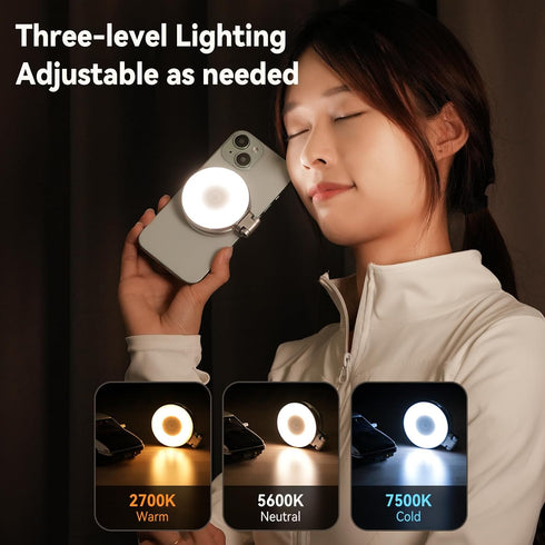 AFAITH C03 CRI97 360 Magnetic Selfie Ring Light, Phone Light Compatible with iPhone Magsafe, LED Selfie Ring Fill Light
