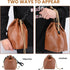 Gabrella Drawstring Camera Bag, Brown Leather Camera Bag with Protective Interior, Comfortable Travel Camera Storage