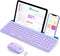 seenda Bluetooth Keyboard and Mouse for iPad, Multi-Device Wireless Keyboard Mouse with Tablet Holder, Blue & Purple