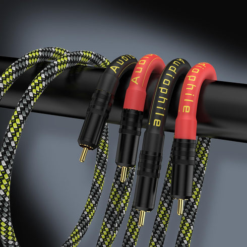 HiFi Interconnect Cable - 2RCA Male to Dual RCA Male AV Cables, Digital & Analogue Subwoofer Stereo Audio Cable for