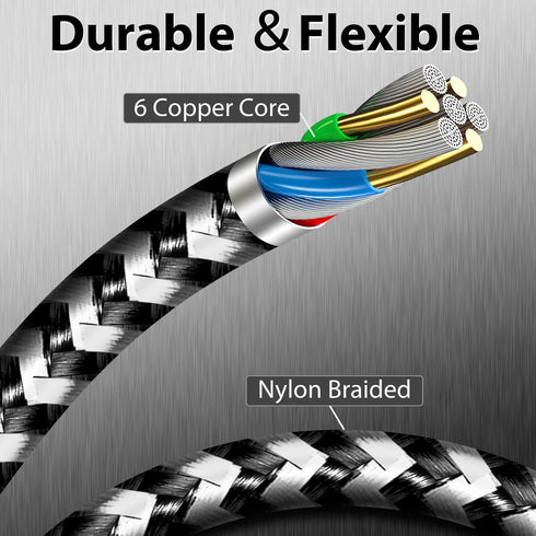 cugunu USB Lightning Cable 3 Pack 6FT, MFi Certified Nylon Braided Fast Charging Cord for iPhone