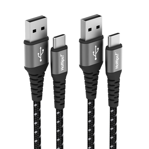 Durable 4ft USB C Cable 2-Pack - Black Braided Aramid Fiber, 3A Fast Charge, Compatible with Android, Samsung, Pixel,