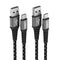 Durable 4ft USB C Cable 2-Pack - Black Braided Aramid Fiber, 3A Fast Charge, Compatible with Android, Samsung, Pixel,