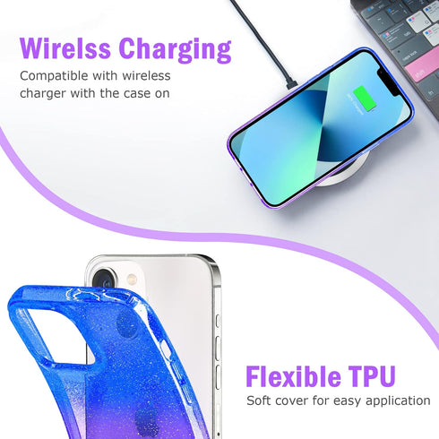JJGoo Compatible with iPhone 13 Case, Glitter Soft TPU Shockproof Protective Bumper Cover, Sparkle Bling Slim Phone Case