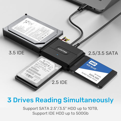 Unitek IDE/SATA to USB C 3.0 Adapter, Universal Converter for 2.5"/3.5" Inch IDE and SATA External HDD/SSD