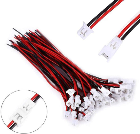 Letool 30 Pairs JST 1.25mm 2 Pin Micro Connector Plug with Red Black Wire Cable, 80mm