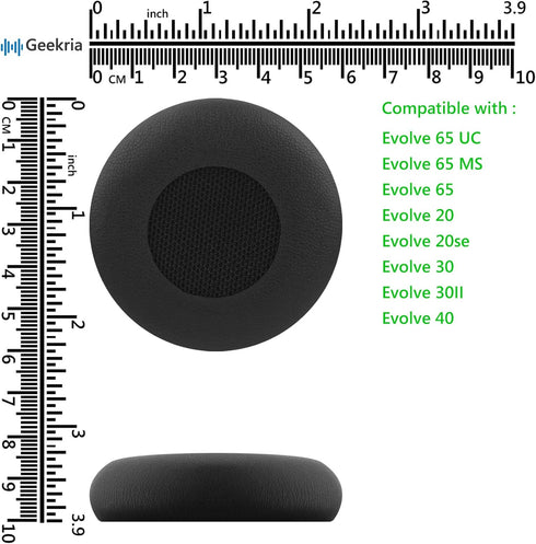 Geekria QuickFit Replacement Ear Pads for Jabra Evolve 65 MS, 65 UC, 65, Evolve 40 UC/MS, 40, Evolve 30 II UC
