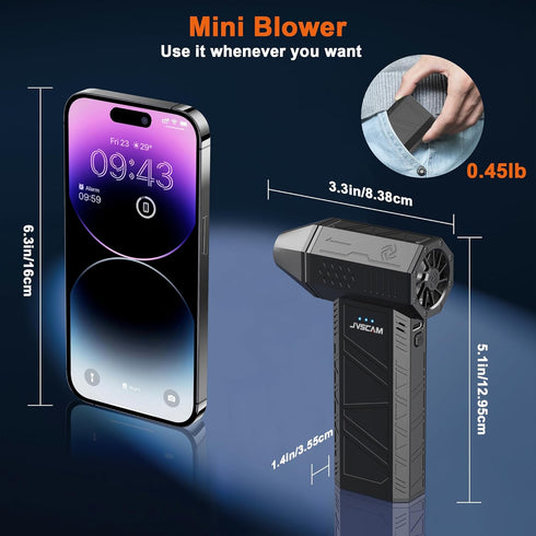 X3 Motor,3 JVSCAM Compressed Air Duster - Electric Air Duster with Brushless Gear Adjustable - Mini Air Blower