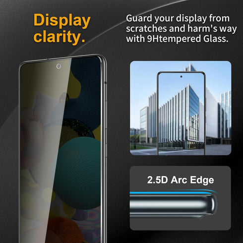 3 Pack Privacy Screen Protector for Samsung Galaxy A51 With 3 Pack Camera Lens Protector, Anti Spy Tempered Glass 9H Hardness, Black Protector Anti Spy, Anti-Scratch, Bubble Free