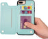 UEEBAI Case for iPhone XR, Luxury PU Leather Case with Card Slots, Stand Function, Butterfly Flower Pattern, Mint Green
