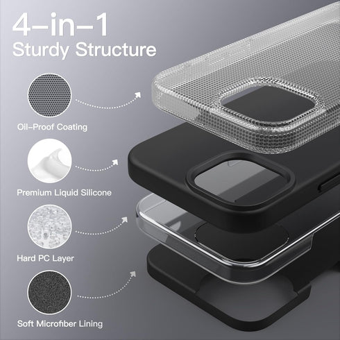 JETech iPhone 13 Pro Case, 6.1-Inch, Shockproof Silicone Cover with Silky-Soft Touch & Microfiber Lining (Black)