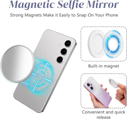 Hadnves Selfie Magnetic Mirror Convex Wide-Angle Mirror for Phone Back Camera Selfies Logging Streaming Video Recording