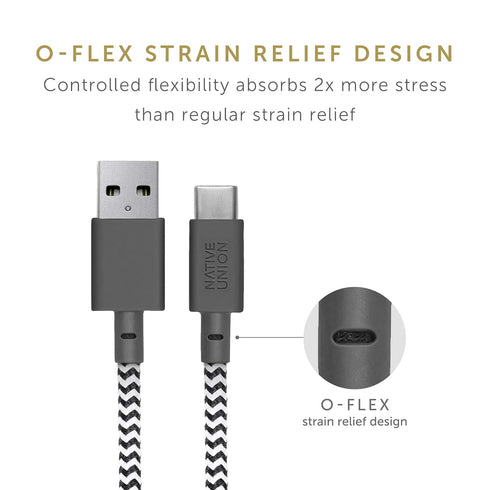Native Union Belt Cable USB-C to USB-A, 4ft Ultra-Strong Charging Cable with Leather Strap for iPhone 15, Samsung Galaxy