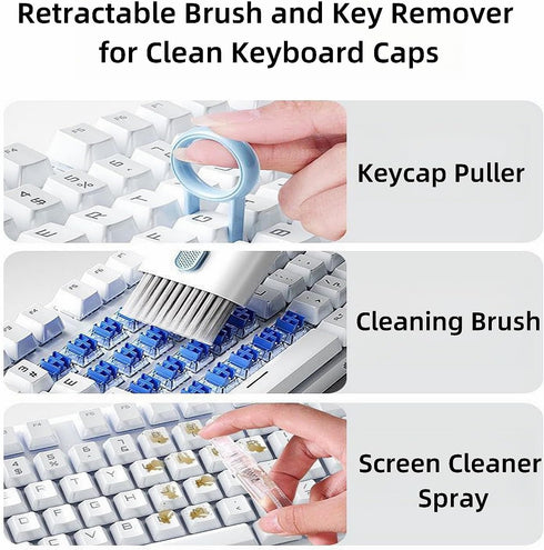 Keyboard Earphone Cleaner Kit, 7 in 1 Electronic Cleaning Kit for Earphone, Keyboard, Laptop, Phone with Portable