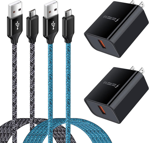 Micro USB Charger with Wall Plug, Android Phone Charger Fast Charging for Samsung Galaxy S7 S6 J8 J3