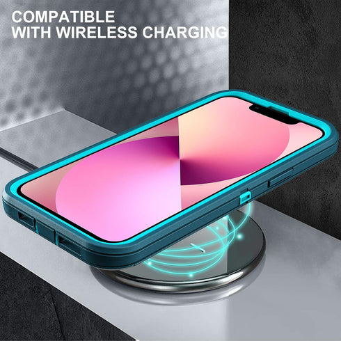 Military Grade 3 in 1 Heavy Duty Shockproof Case for iPhone 13 Mini, Drop Proof/Dust Proof with 2Pcs Tempered Glass