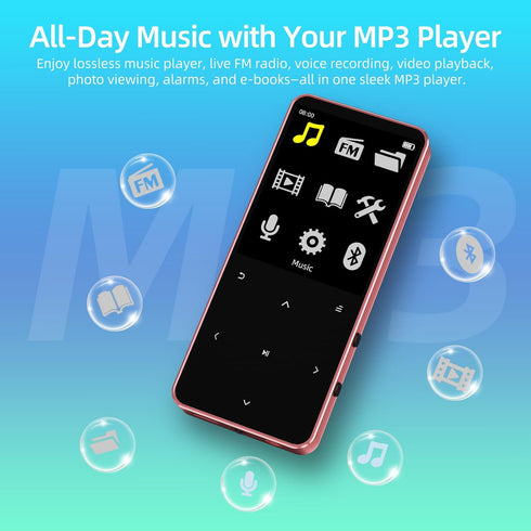 CONODO Mp3 128GB Mp3 64GB Player Bluetooth with Speaker,HiFi Sound Music Player with Bluetooth,FM Radio, Recorder