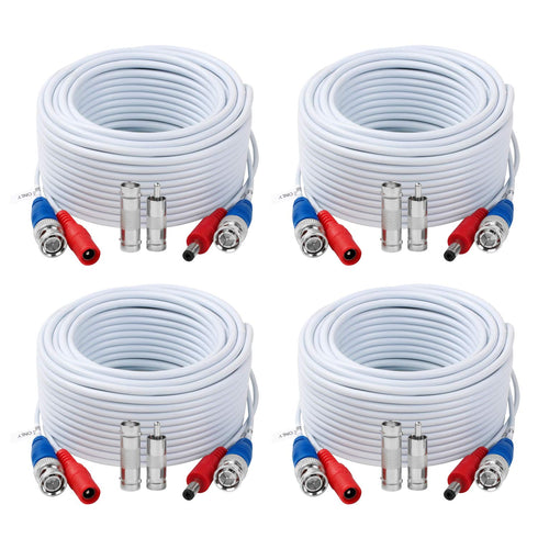 4 Pack 50 Feet BNC Video Power Cable,BNC Extension Wire Video Security