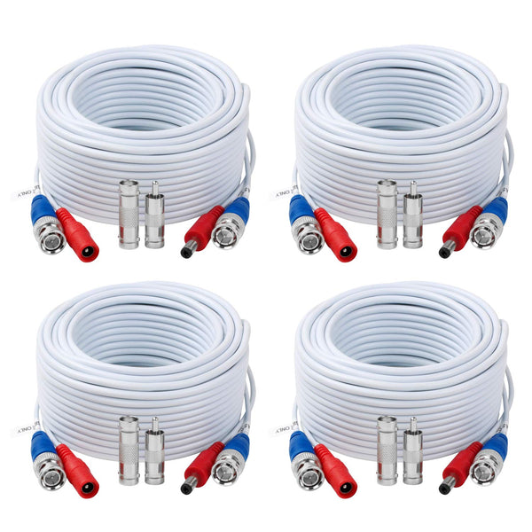 4 Pack 50 Feet BNC Video Power Cable,BNC Extension Wire Video Security