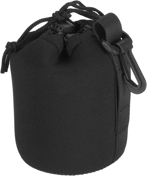 PATIKIL Camera Lens Bag, 3.3" IDx5.5 H Drawstring Pouch with Thick Neoprene, Lens Case for DSLR, Water Coffee Cups Black