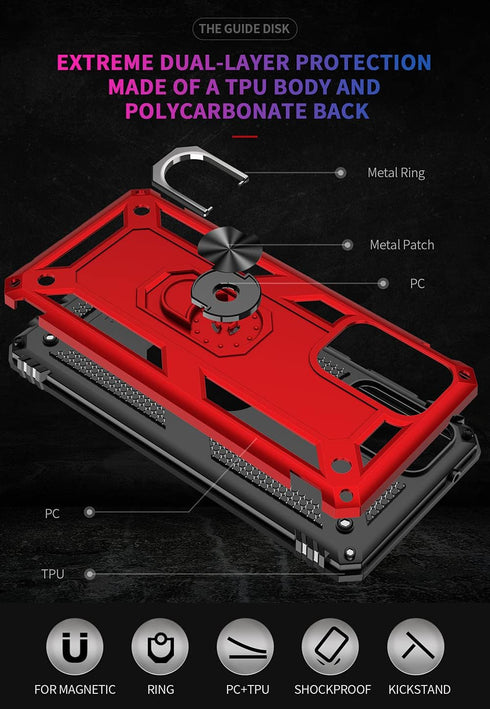 for Samsung A52 Case - Galaxy A52 Military-Grade Ring Holder Kickstand Shockproof Cover with HD Protector