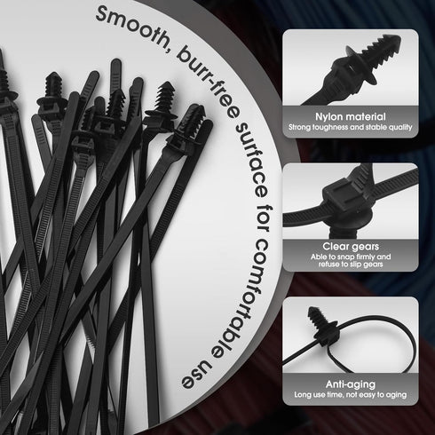 30PCS Push Mount Cable Zip Tie, Self Locking Cable Strap for Indoor Wire Tying
