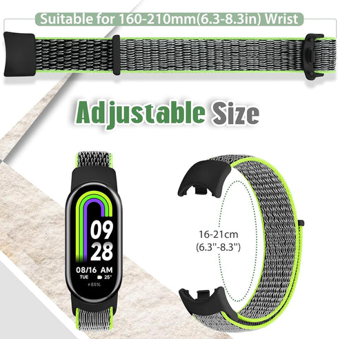 Nylon Sport Band for Xiaomi Mi Band 8, Soft Adjustable Braided Solo Loop Replacement Wristband for Women Men, 3pcs