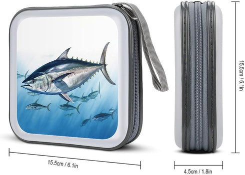 LZQPOEAS 40-Disc Bluefin Tuna Thunnus Capacity Cd Storage Wallet With Handle, Protective Travel Case For Dvds