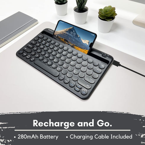 Macally Small Bluetooth Keyboard for iPhone, iPad, and Tablet - Multi Device Compatibility, 78 Key Wireless Keyboard
