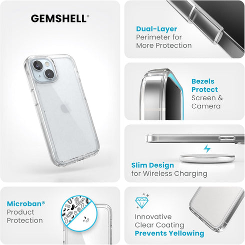 Speck Clear Slim Case for iPhone 15, 14 & 13 - Drop Protection, Scratch Resistant, Anti-Yellowing, 6.1 Inch