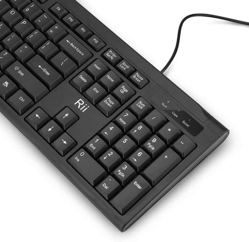 Rii RK907 Ultra-Slim Compact USB Wired Keyboard for Mac and PC, Windows 10/8/7/Vista/XP (Black, 2PCS)