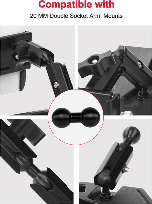 2PCS Aluminum Double Ball Head Mount, 20mm to 20mm Extension, Compatible with Multiple 20mm Double Ball Mounting Arms