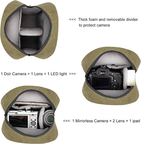 Small Camera Bag for Photographer, Waterproof Canvas Sling Bag Compatible with Nikon Sony for Men and Women
