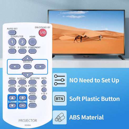 MXDA Replacement Remote Control Compatible for Panasonic Projector PT-VX400U, PT-VW330U, PT-VW330E, PT-VW330EA