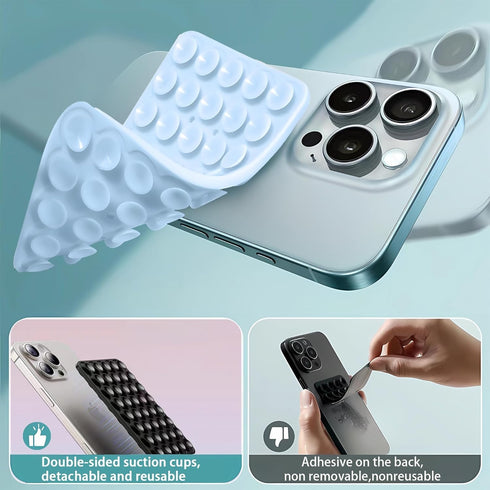 DreamsLink.LC Silicone Double-Sided Suction Phone Case Detachable Mount, ASMR/Fidget Sticky Phone Grip Hands-Free Phone