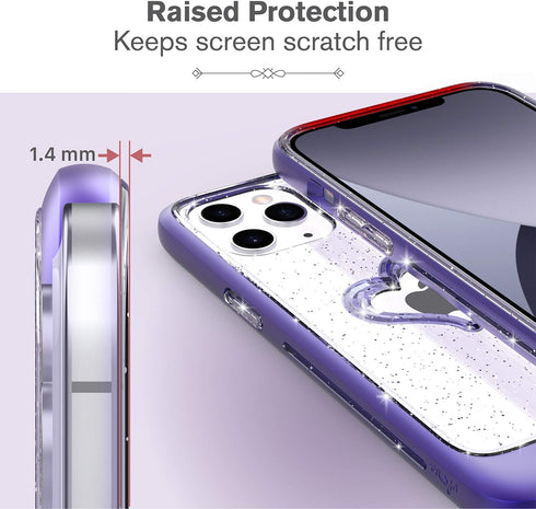 VENA vLove Glitter Clear Case for Apple iPhone 12 Pro Max (6.7"-inch), Heart Shape Dual Layer Slim Hybrid Clear Bumper