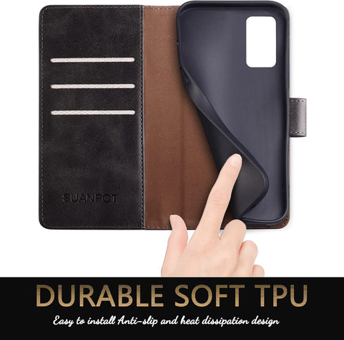 SUANPOT for Samsung Galaxy Note 20 5G - RFID Blocking Leather Wallet Case, Credit Card Holder, Shockproof Cover for