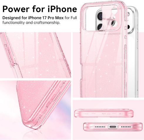 DUEDUE 17 17 6.3", for iPhone Pro Case, Glitter Anti-Yellowing Shockproof Protective Transparent Cover Bling Sparkle