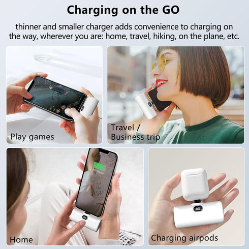 LUCKYDUO iPhone,5000mAh Pack 14/13/12/11/XR/SE/8/7 Mini Portable Charger for Ultra Compact Small Power Bank Built