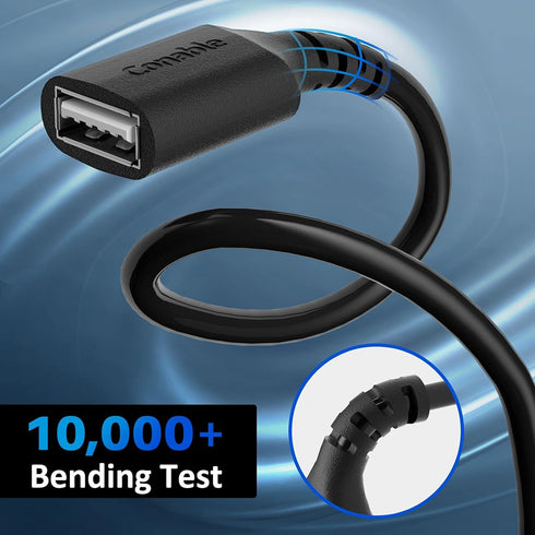 10 FT USB 2.0 Extension Cable 3 Pack - Type A Male to Female Adapter for Printer, Keyboard, Mouse, Hard Drive, Black